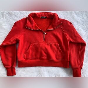 AUTOMET Red Half Zip Cropped Pullover Sweatshirt - Size Medium